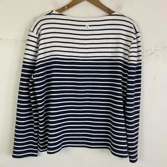 BARBOUR navy white stripe long sleeve cotton shirt sz 12 - Picture 8 of 8